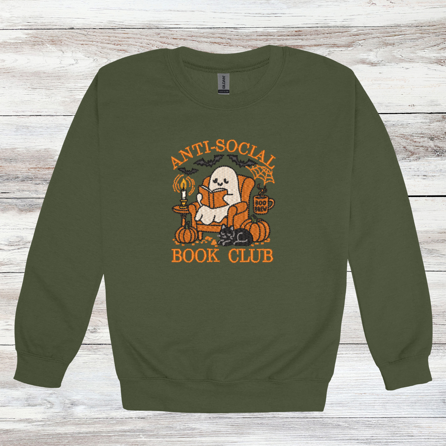 Halloween Anti-Social Book Club | Embroidered Crewneck