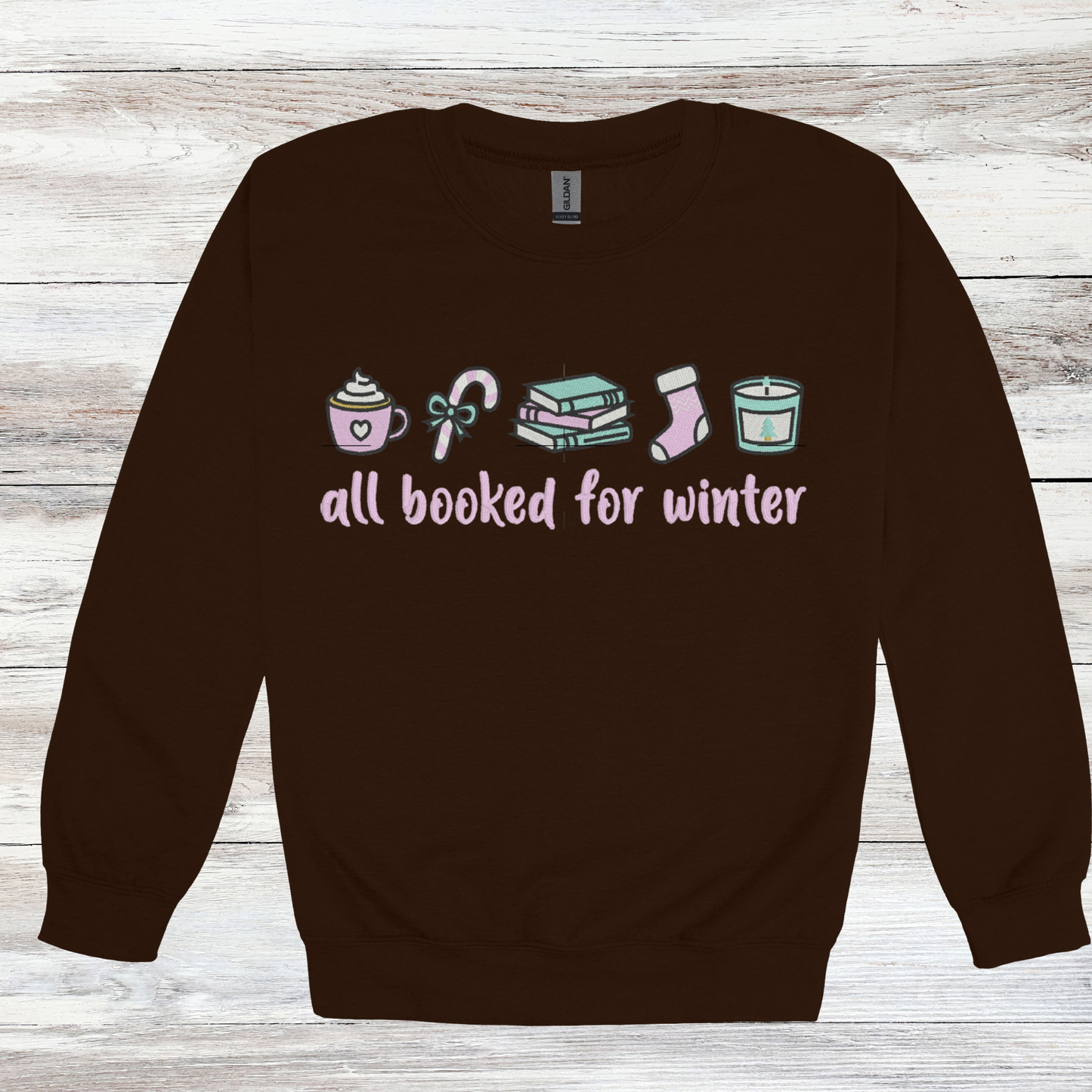 All Booked for Winter – Bookish Holiday Crewneck Sweatshirt