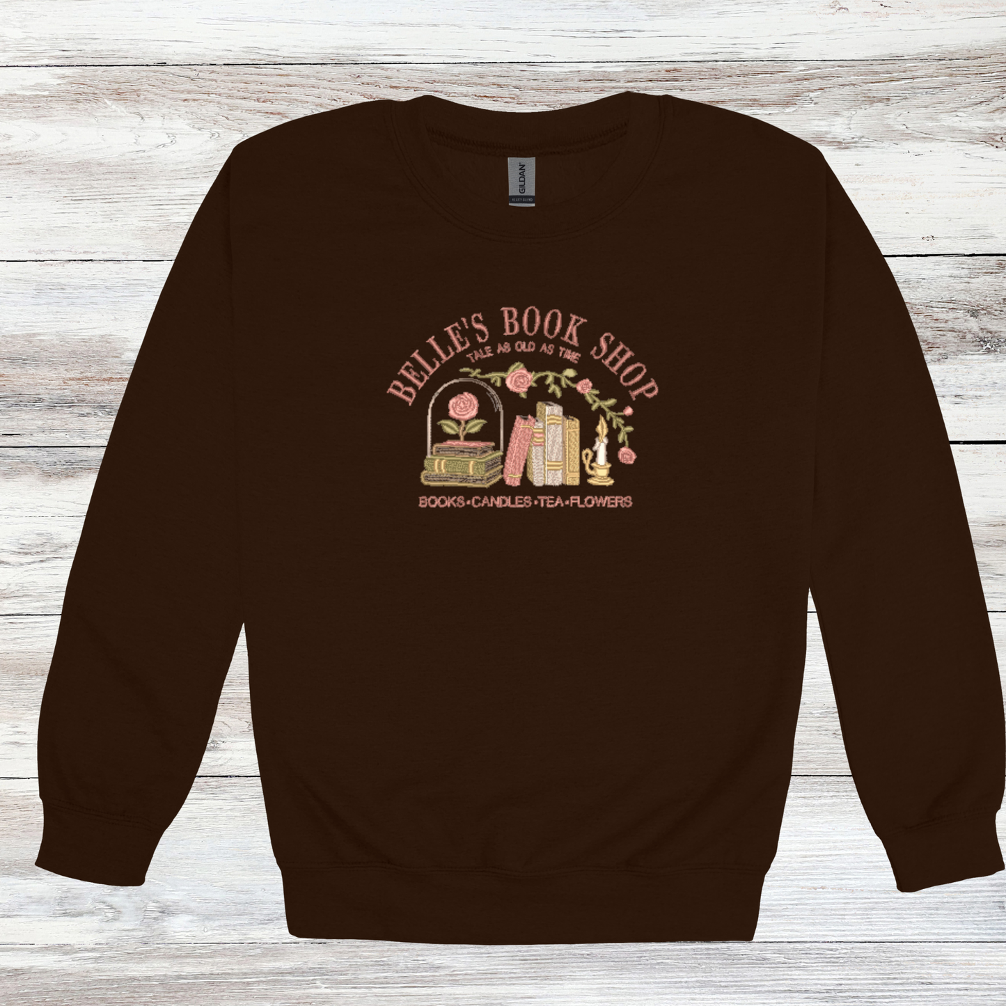 Belle's Bookshop | Embroidered Tee & Crewneck