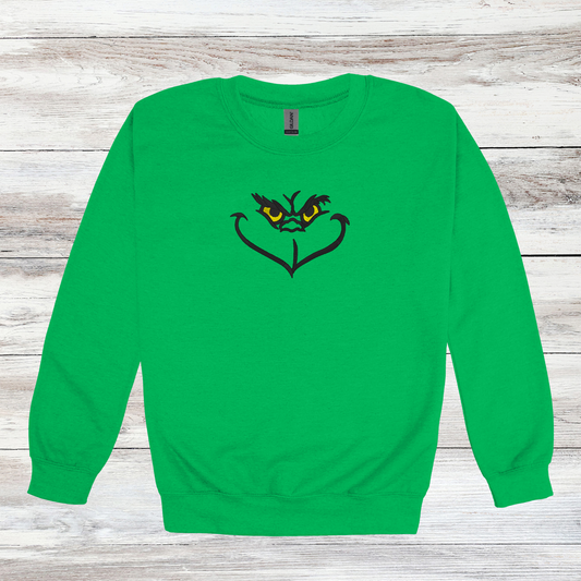 Resting Grinch Face | Embroidered Crewneck