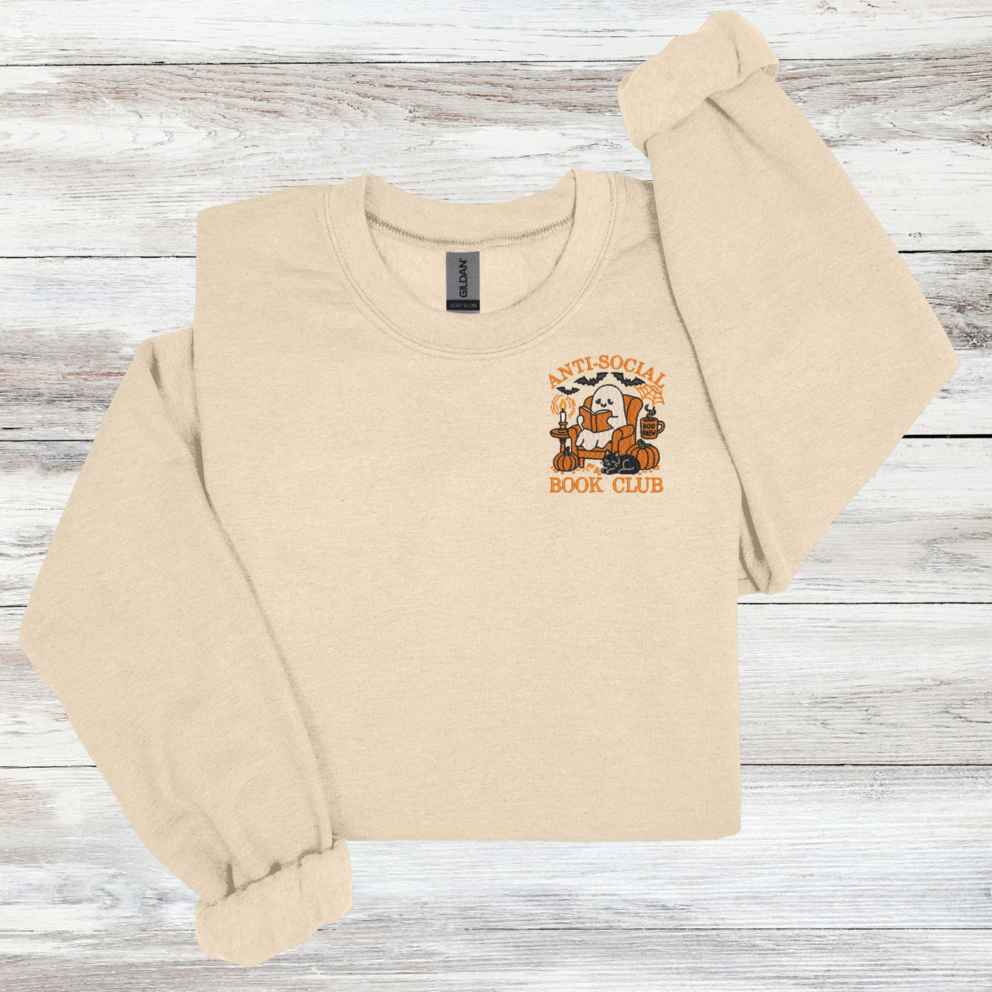 Halloween Anti-Social Book Club | Embroidered Crewneck