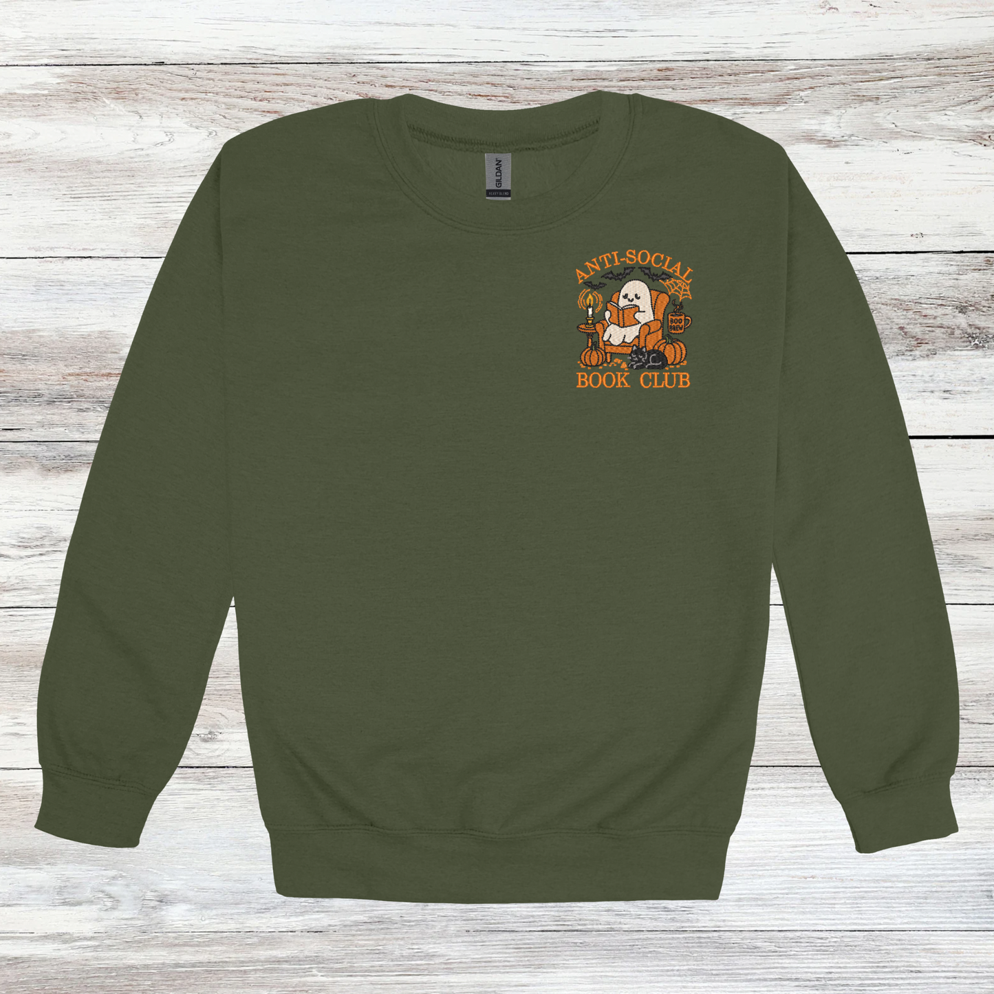 Halloween Anti-Social Book Club | Embroidered Crewneck