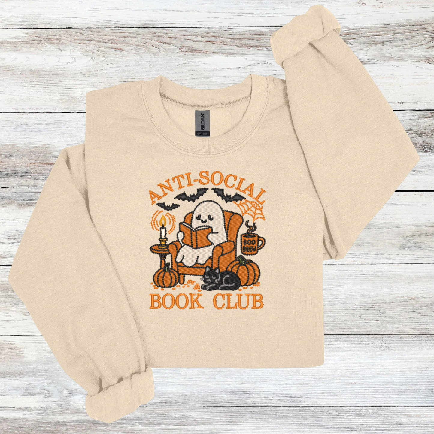 Halloween Anti-Social Book Club | Embroidered Crewneck