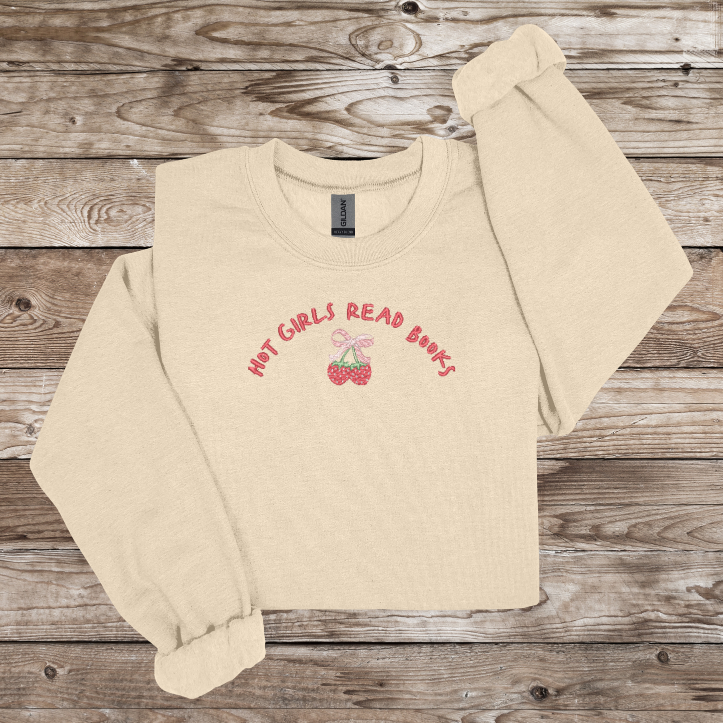 Hot Girls Read Books | Embroidered T-Shirt/Crewneck